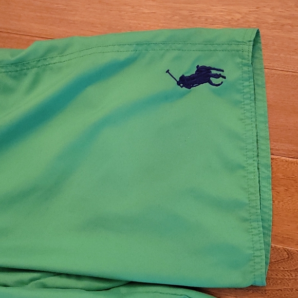 EUC Boys Polo Ralph Lauren Green swim trunks with navy logo large 14/16 - Picture 4 of 5
